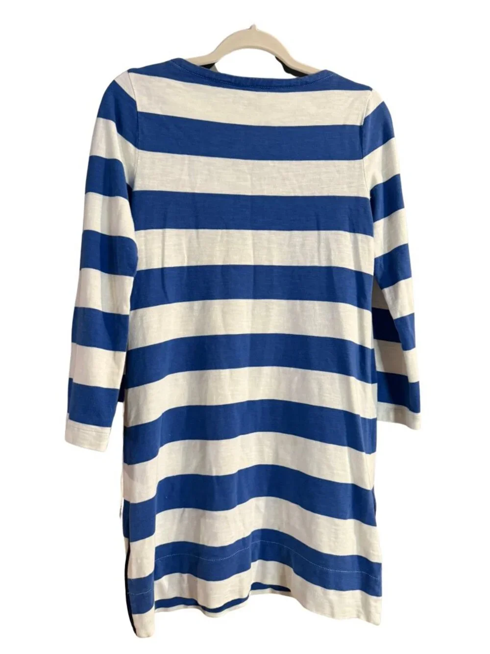 J.Crew XS Blue White Striped Cotton Shift Dress Side Zips Nautical